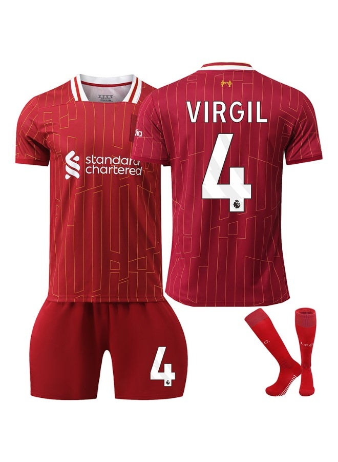 Liverpool F.C. 2024-2025 Liverpool jersey #4 VIRGIL football jersey shorts socks set children size and adult size gifts for fans and friends - Image 1